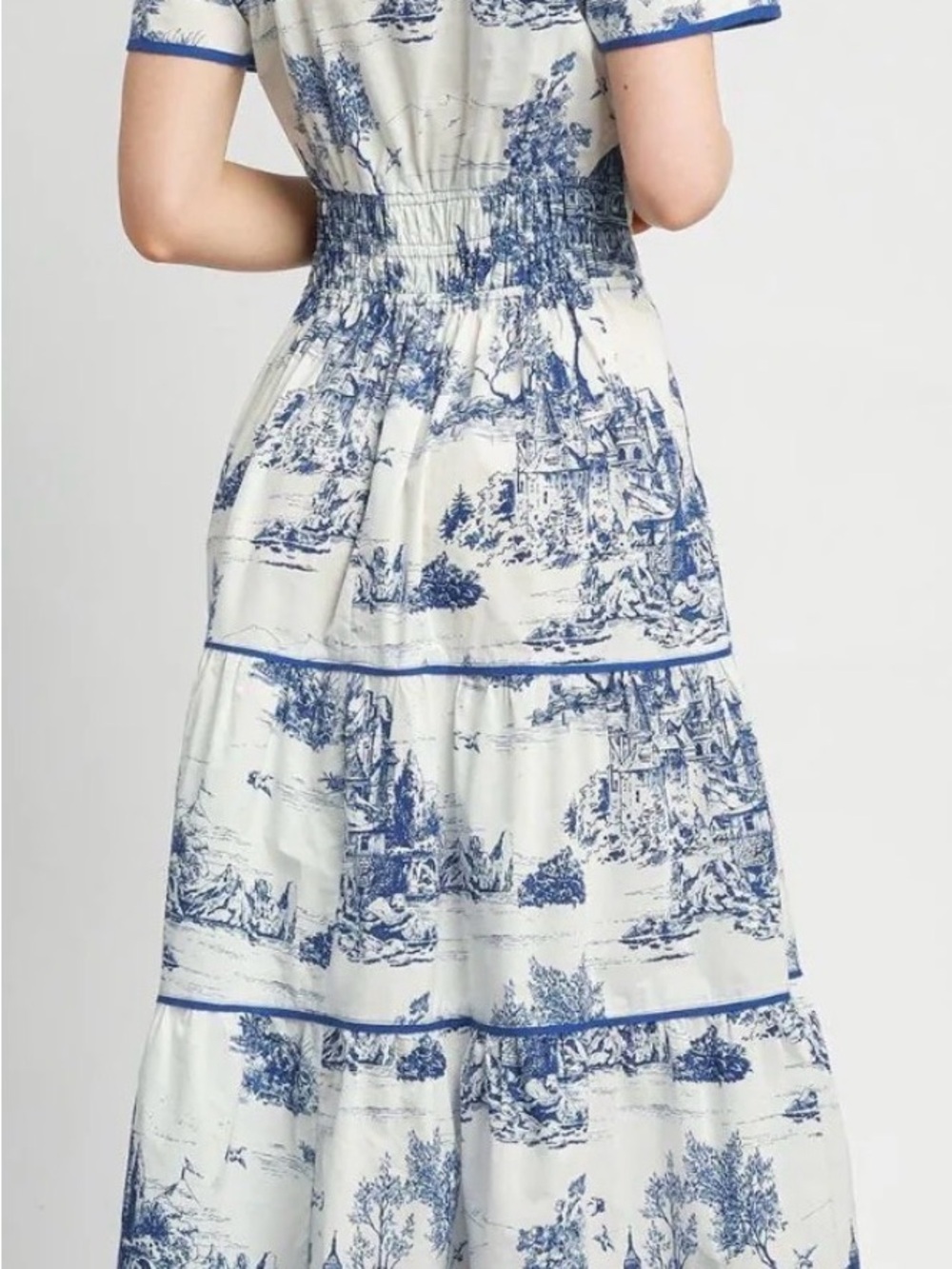 Umgee Blue and White Toile Maxi Dress - Picture 2 of 3